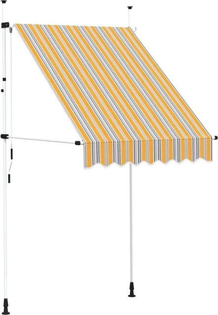 vidaXL Einziehbare Markise Handbetrieben, Gelb-Blau Gestreift, Breite: 150 cm - Bild 1