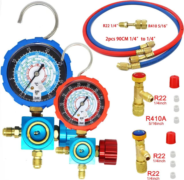 Kältemittel-Messgerät Manometer mit visuellem Spiegel für Klimaanlagen R410A R22 R134a R404A von mythtiger - Bild 1