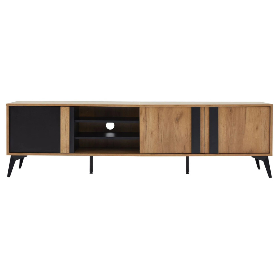 okwish TV Schrank in Rustikal Braun mit Tür und offenem Fach, B/T/H: 180 x 40 x 50 cm - Bild 2