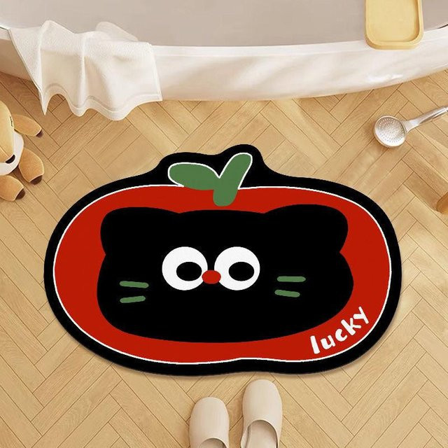 Rutschfeste Badezimmer Bodenmatte mit Cartoon-Tier-Motiv, schnelltrocknend und wasserabsorbierend, Farbe: Schwarz, B/T: 40 x 60 cm - Bild 1