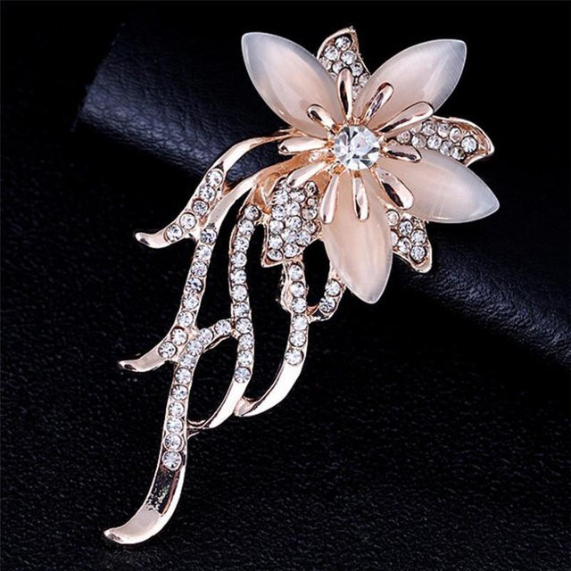 Brosche Blume, Opal, Strass, grau, Damen - Bild 1