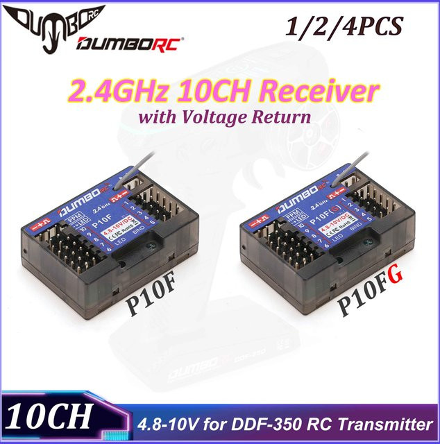DUMBORC P10F P10FG 2,4 GHz 10CH Empfänger mit Spannung Rückkehr und Gyro in Schwarz für DDF-350 X6PM-350 RC Sender Fernbedienung und Auto - Bild 1