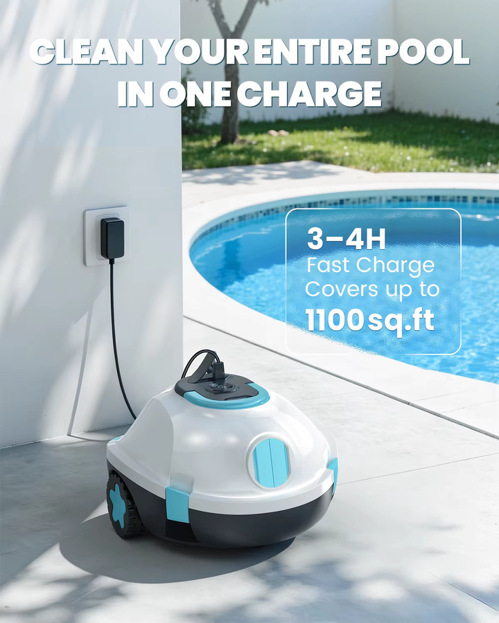 Vastorm Y20S Kabelloser Roboter-Poolreiniger Automatischer Poolsauger mit 120 Minuten Laufzeit, 180μm Filter und IPX8 Wasserdichtigkeit in Schwarz-Weiß - Bild 2