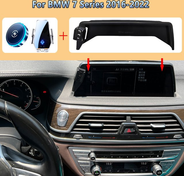 Magnetische kabellose Autotelefon-Halterung für BMW 7er G11 G12 in Schwarz - Bild 1