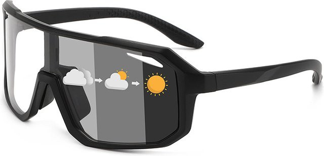 FUQIAN Sportsonnenbrille, Vollrand, Photochrome, Unisex, Schwarz - Bild 1