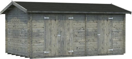 Palmako Jari Blockbohlenhaus aus Fichtenholz in Grau mit Satteldach und Boden B/H/T: 550 x 251 x 300 cm - Bild 3