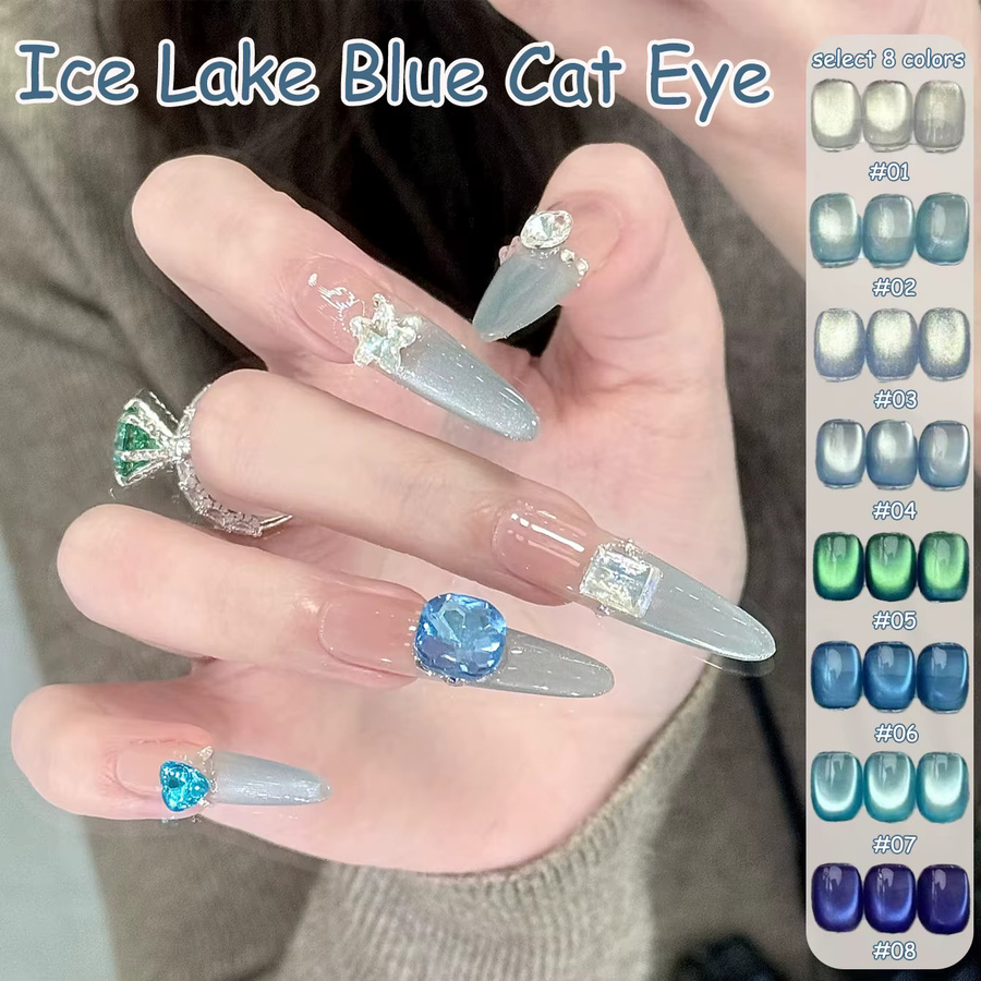 MISS SHAKA Nagellack Ice Lake Blue, Cat Eye Gel, Glänzend - Bild 2