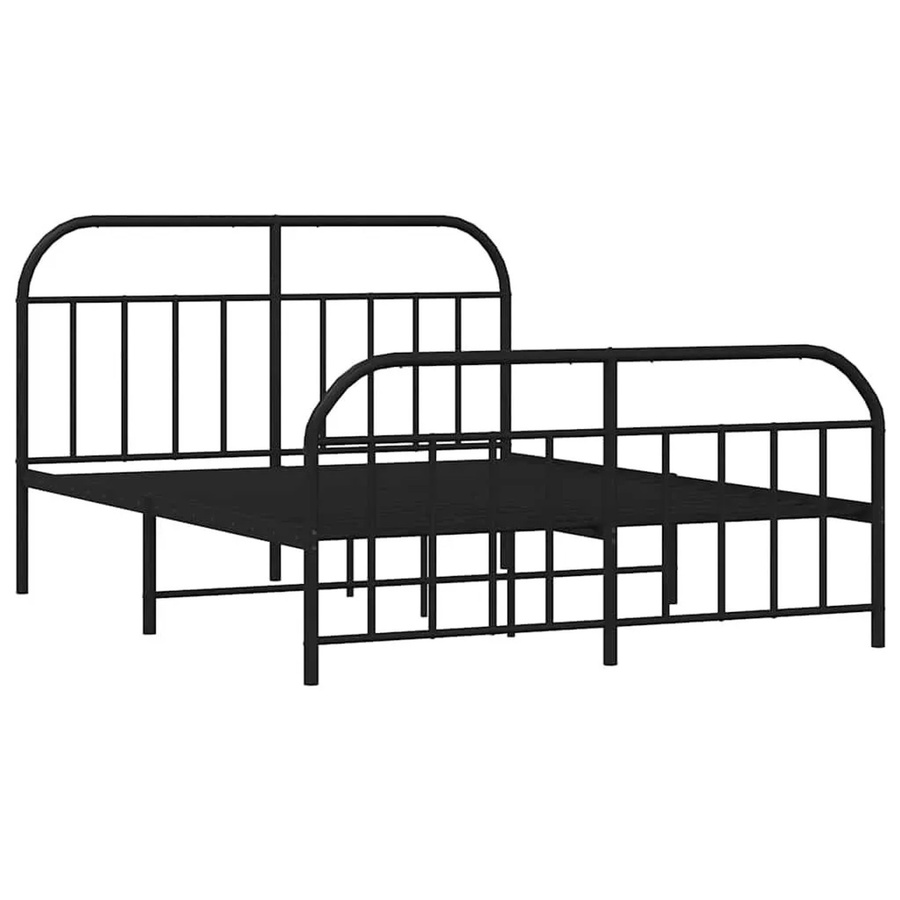 vidaXL Bettgestell aus Metall mit Kopf- und Fußteil in Schwarz, B/T/H: 187 x 100 x 187 cm - Bild 2