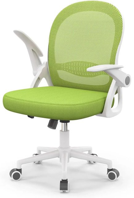 Rattantree Ergonomischer Drehstuhl mit Netzrücken und Klapparmlehnen in Grün - Bild 1