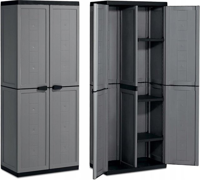 Keter Gartenschrank Jolly in Grau mit mattem Finish und internen Regalböden - Bild 1