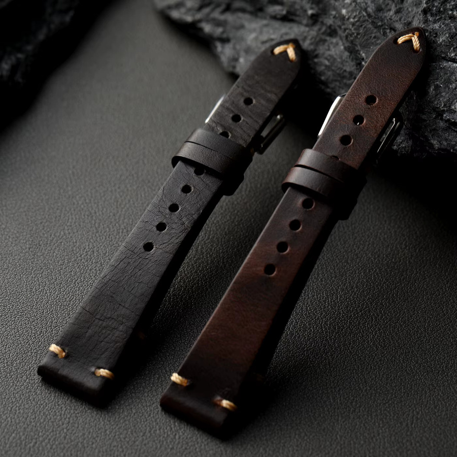 Raystray Armband, Leder, Vintage, Schwarz - Bild 1