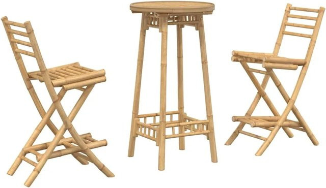 vidaXL 3-tlg Outdoor-Bar-Set aus klappbarem Bambus in Braun - Bild 1
