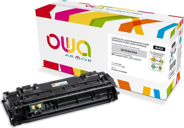 Armor OWA Tonerpatrone Schwarz wiederaufbereitet kompatibel mit HP Q7553A für HP LaserJet M2727nf, M2727nfs, P2014, P2014n, P2015, P2015d, P2015dn, P2015n, P2015x - Bild 1
