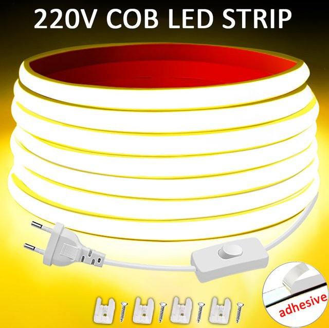 Mikenoon COB LED-Streifen 220V in Weiß für die Küchen- und Schlafzimmerbeleuchtung - Bild 1