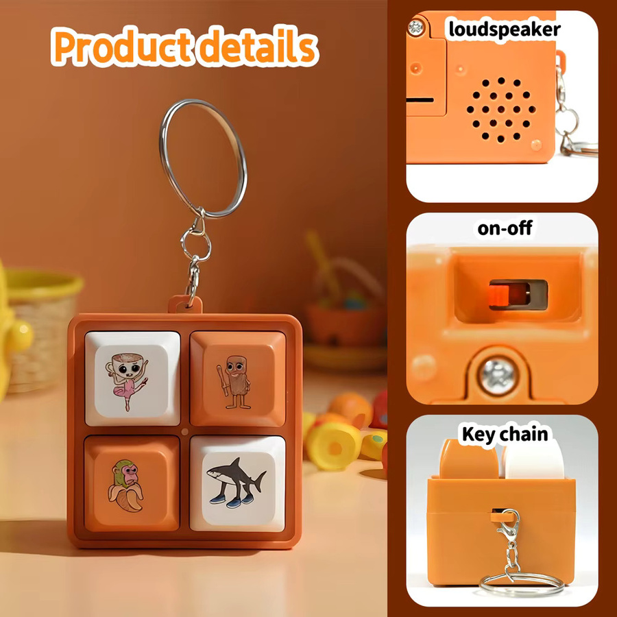 hairun Italienisches Brainrot 4-Tasten-Tastatur-Fidget-Spielzeug, mit Sound und Licht, Schlüsselanhänger - Bild 5