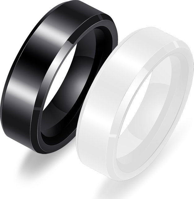 VQYSKO Ring Keramik, Schwarz, Weiß, Unisex - Bild 1