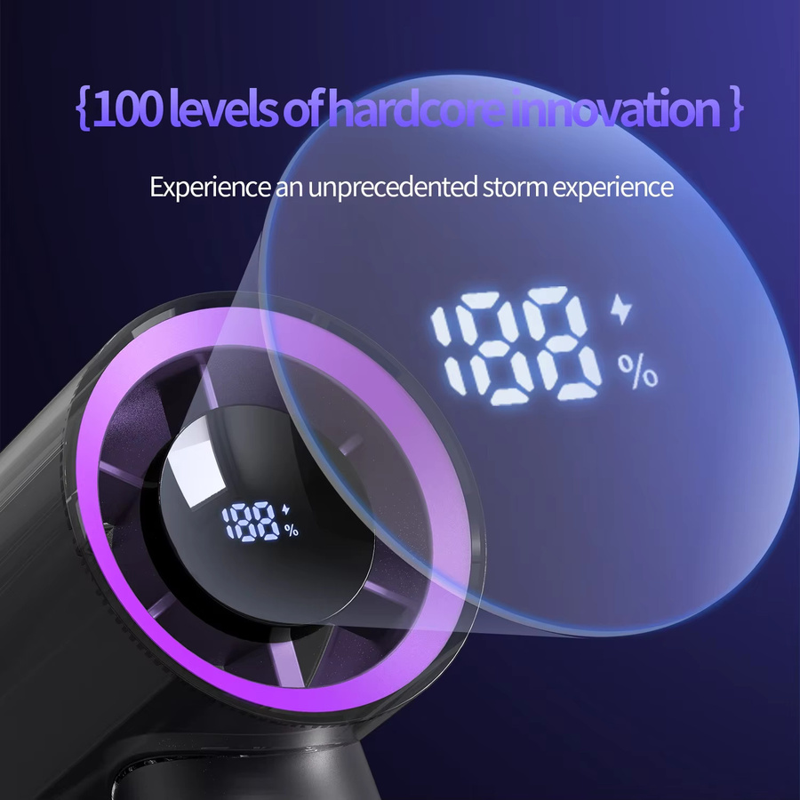 Tinsol USB Handventilator in Grün mit 3000mAh Akku, 10 Geschwindigkeitsstufen und Display, tragbarer wiederaufladbarer Mini-Ventilator aus Kunststoff - Bild 3