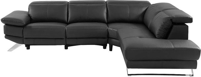 Vente-unique Relaxsofa Puno in Schwarz, L-Form mit Kunstleder und elektrisch verstellbaren Kopfstützen, Breite: 299 cm - Bild 1