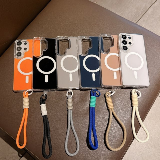 Stoßfeste magnetische Handyhülle für Samsung Galaxy S23 S24 S25 S26 Plus Ultra mit Handschlaufe in Blau - Bild 1