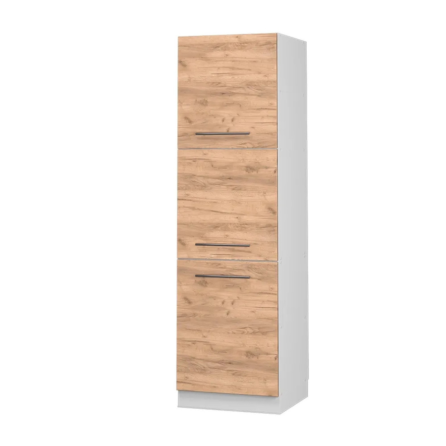 Vicco Herdumbauschrank Fame-Line Küchenschrank in Eiche Weiß mit Softclose-Scharnieren, Breite: 60 cm, Höhe: 206 cm, Tiefe: 58 cm - Bild 2