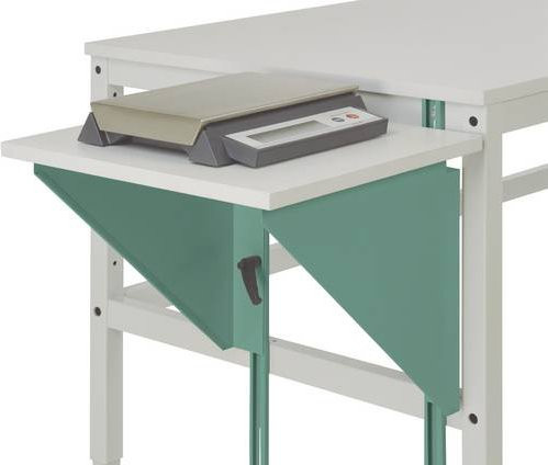 Manuflex Höhenverstellbarer Tischansatz für Arbeitstische und Werkbänke, Grau/Grün, B: 80 cm, T: 50 cm - Bild 1