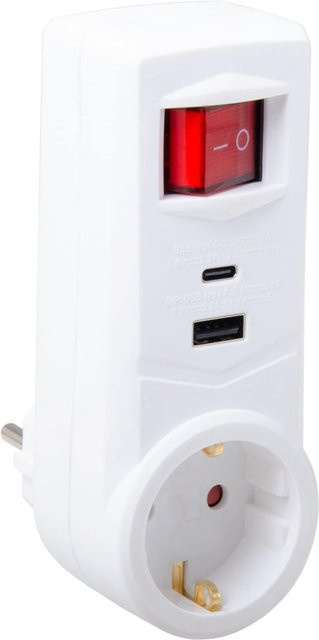 FILMER Zwischenstecker mit USB-C Ladeanschluss und Schalter in Weiß - Bild 1