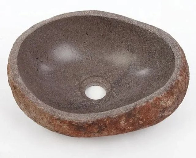 Wohnfreuden Naturstein Waschbecken rund in Grau, Beige oder Braun, Durchmesser: 30 cm, Höhe: 11 cm - Bild 1