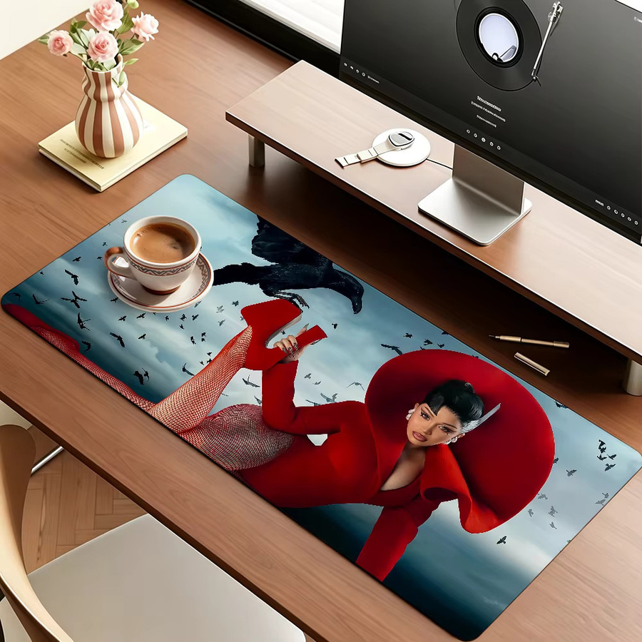 Großes Mauspad mit Cardi B Motiv in Multicolour, rutschfest und wasserdicht mit genähtem Rand für Gaming, Büro und Alltag - Bild 2