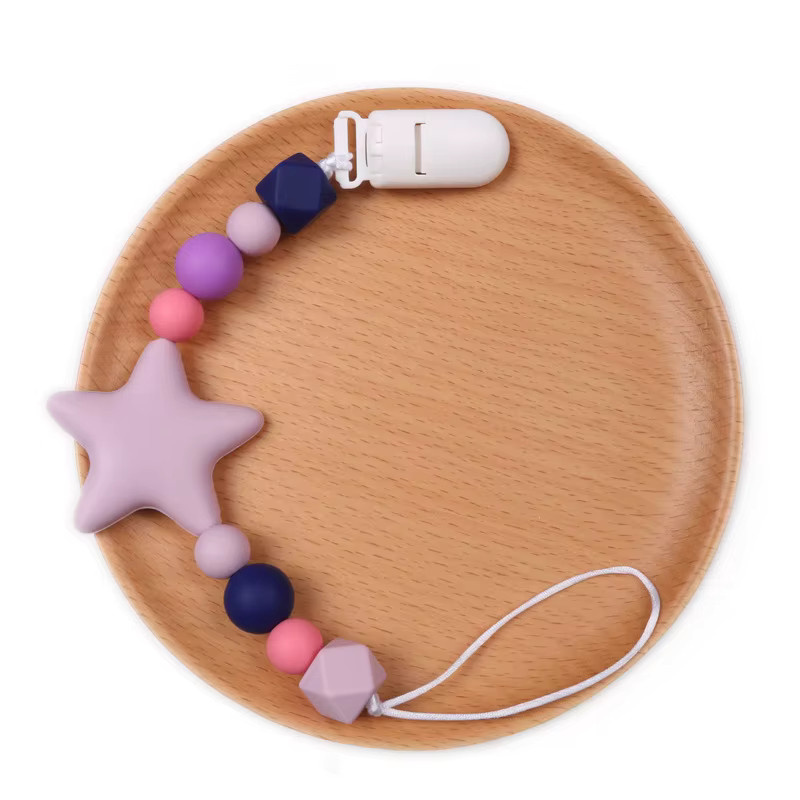 Panplay Silikon Schnullerclip mit Stern-Perlen in Multicolour für Babys und Kleinkinder - Bild 2