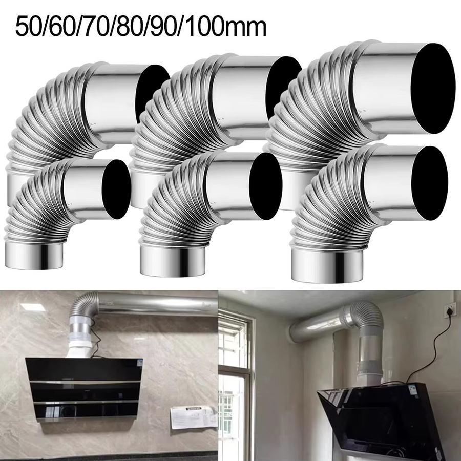 Stahl Rauchrohr Ellenbogen und Regen Kappe für Herd und Kamin in Silber - Bild 3