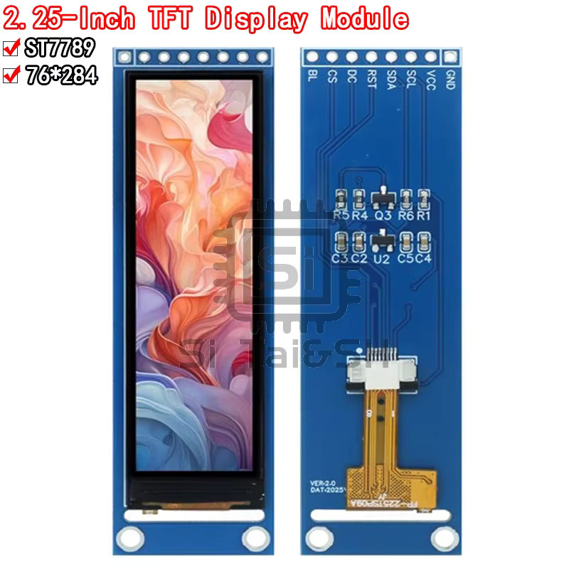 Si Tai&SH 2,25-Zoll TFT-LCD ST7789 Modul SPI-Farbbildschirm in Blau, B: 7,6 cm, H: 28,4 cm - Bild 5