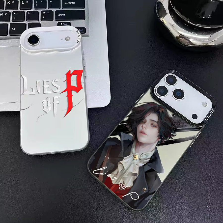 L-Lies Of P Game Logo Handyhülle für iPhone 17 16 15 14 13 12 11 Pro Max Air Matte Laser Aurora stoßfeste Schutzhülle in Multicolour und Weiß - Bild 2