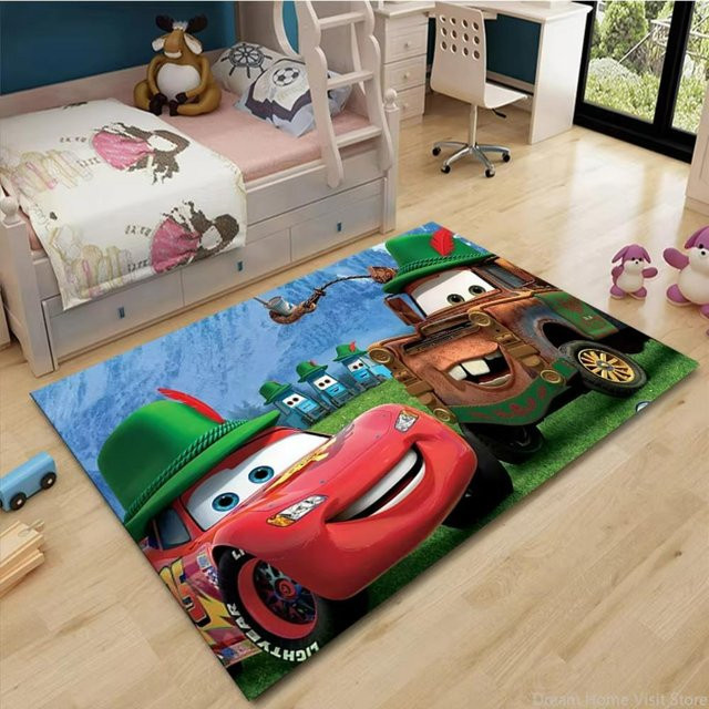 Karpetti McQueen Rennstrecken Teppich für Kinderzimmer und Wohnzimmer, Multicolour, B: 120 cm, T: 160 cm - Bild 1