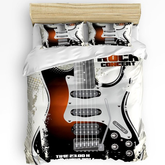 Lodestar Bettwäsche-Set mit Gitarren-Motiv, Mehrfarbig, Microfaser, B/H: 140 x 210 cm - Bild 1