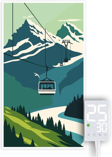 Heidenfeld Home & Living Infrarotheizung HF-HP105 Mountain mit Thermostat zur Wandmontage, 1000 Watt, Multicolor - Bild 1