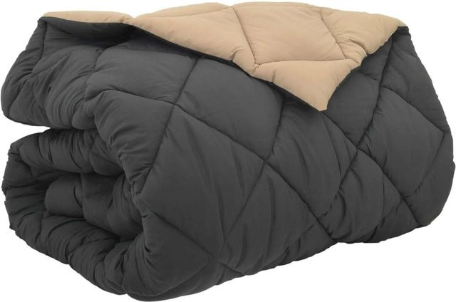 vidaXL Winterbettdecke aus Mikrofaser in Anthrazit und Taupe, B/B: 240 x 200 cm - Bild 1