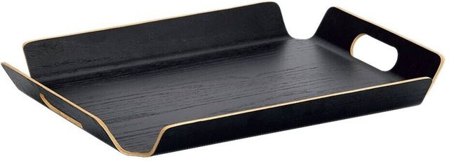 Zeller Present Serviertablett aus Holz in Schwarz mit Griffen, B/H/L: 33,5 x 44,5 x 44,5 cm - Bild 1