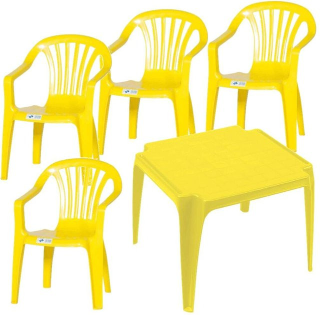 ProGarden Kindermöbel-Set aus Kunststoff in Gelb, B/H/T: 38 x 53 x 38 cm - Bild 1