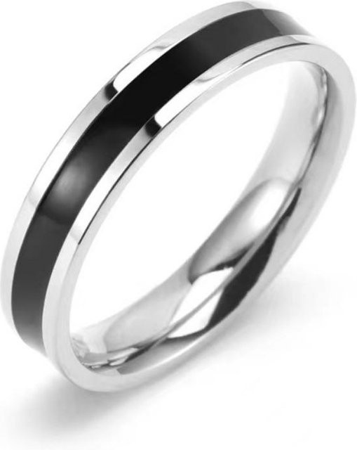 Lucky Star Jewelry Ring Edelstahl, Zirkonia, Schwarz, Weiß, Unisex - Bild 1