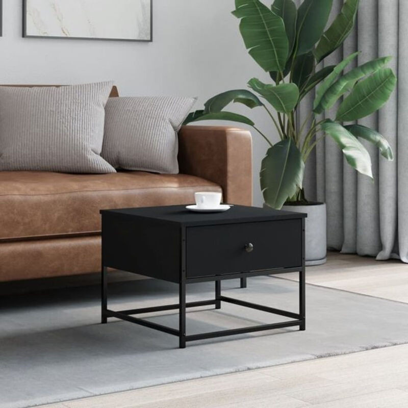 Vidaxl Couchtisch Modern Quadratisch in Schwarz aus Holzwerkstoff und Metall B/T/H: 51 x 51 x 40 cm - Bild 1