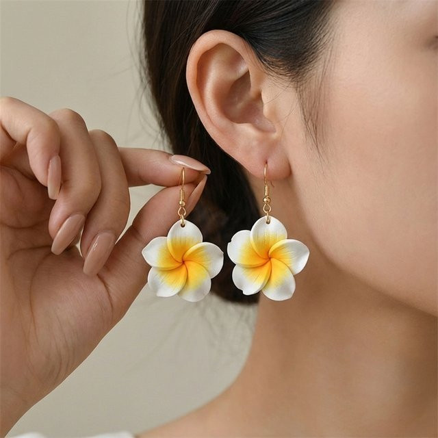 Rinhoo Ohrringe, Polymer Clay, Weiß, Rosa, Damen - Bild 1
