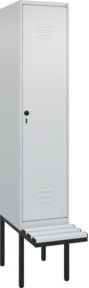 C+P Spind Classic PLUS Garderobenspind mit Sitzbank, 1 Abteil, Lichtgrau, B/T/H: 212 x 40 x 81,5 cm - Bild 1