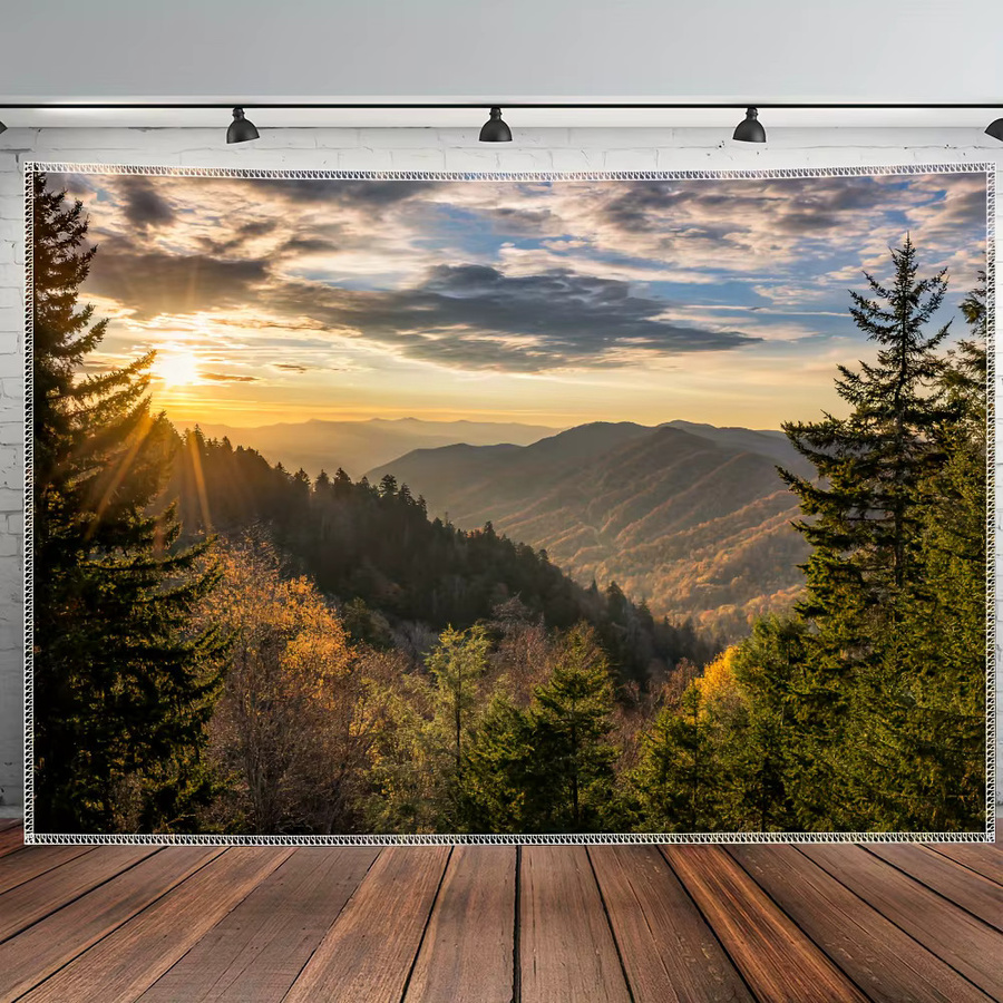 VIKAMA Mountain Dawn Landschaft Wandteppich in Multicolour, moderner Textil-Wandteppich für dein Wohnzimmer, B/H: 60 x 40 cm - Bild 2
