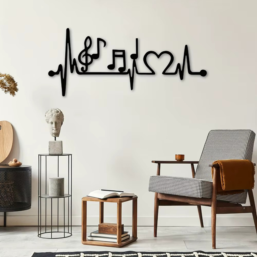 Wandkunst aus Metall von Hello Young mit Elektrokardiogramm Herzrhythmus Design in Schwarz zur Wandmontage - Bild 3