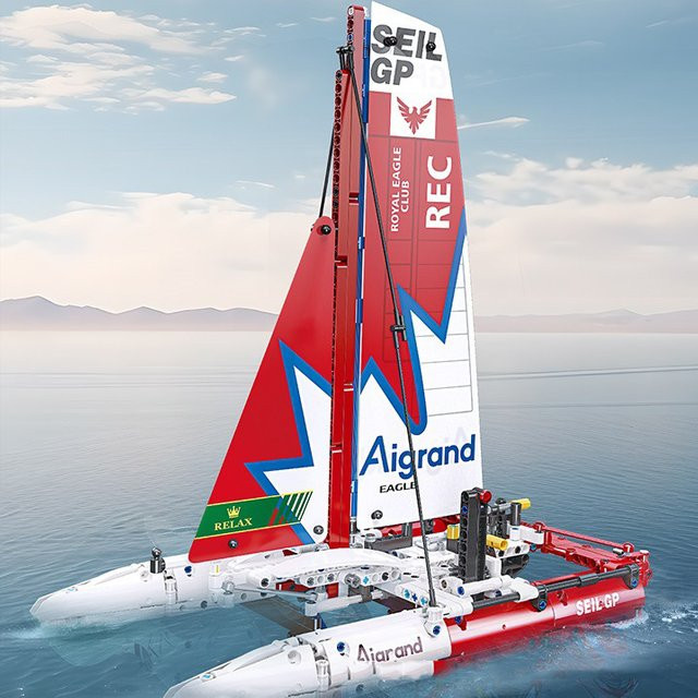 Xturboman Idee SailGP Rennboot F50 Hydrofoil Katamaran, Baustein, Spielzeug - Bild 1