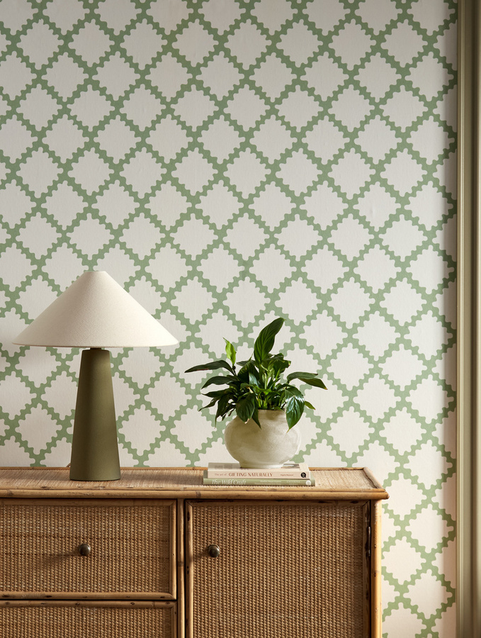 Scion Tapete Swithland Seaglass in Grün mit abstraktem Vintage-Muster aus Vlies - Bild 1