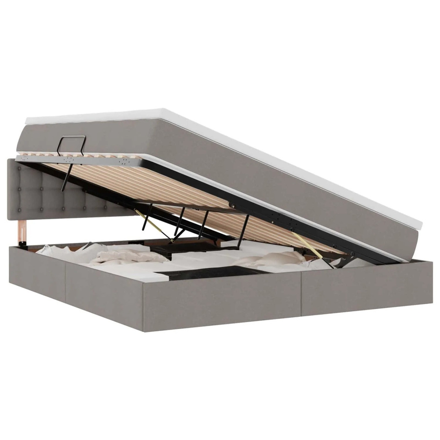 vidaXL Aufbewahrungsbett mit Matratze in Taupe, modernes Bettgestell aus Holzwerkstoff und Metall mit Lift-up-Funktion, B/T: 180 x 200 cm - Bild 2