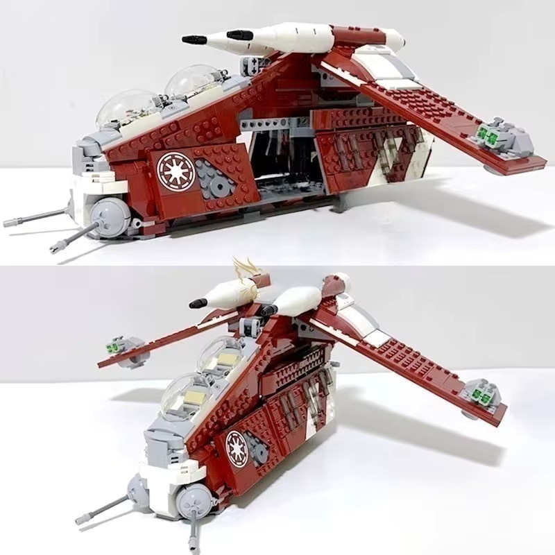 Potdemiel Rotes Raumschiff-Kanonenboot-Modell aus Kunststoff als Desktop-Dekoration für Sci-Fi-Fans - Bild 1