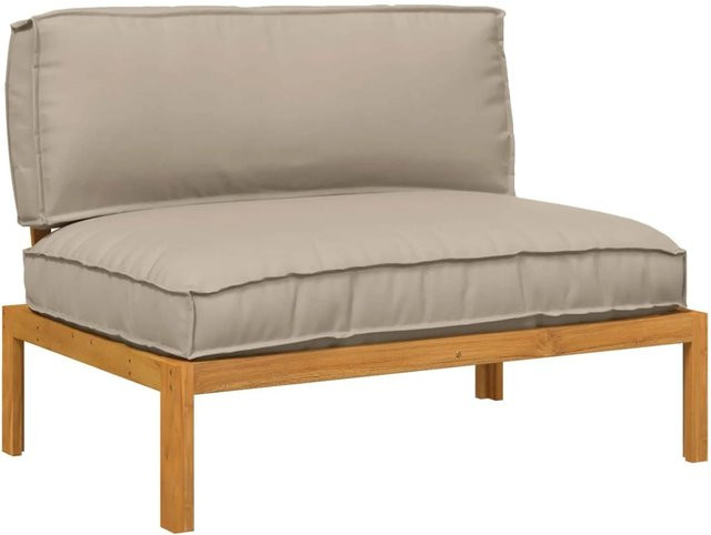 vidaXL Sofa Set mit Kissen aus Akazienholz in Taupe, B/T/H: 120 x 92 x 69 cm - Bild 1