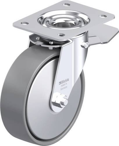 Blickle Stahlblech-Lenkrolle LE-PO 160G-ST-ELS-FA in Grau mit 160 mm Rad-Durchmesser und 300 kg Tragfähigkeit - Bild 1